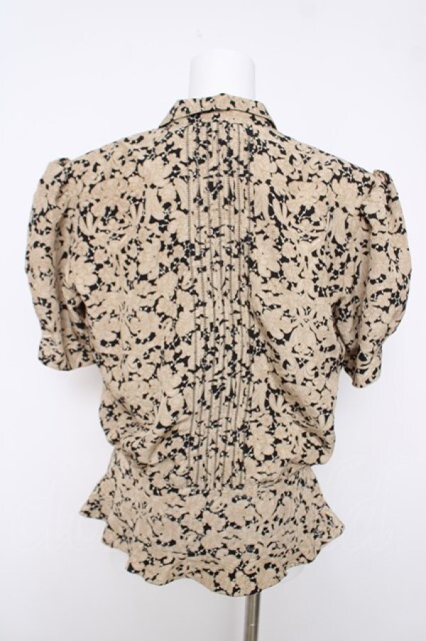 画像2: INGEBORG / 総柄半袖ジャケット  黒×ベージュ Y-26-03-18-080-LO-JA-SZ-ZY (2)