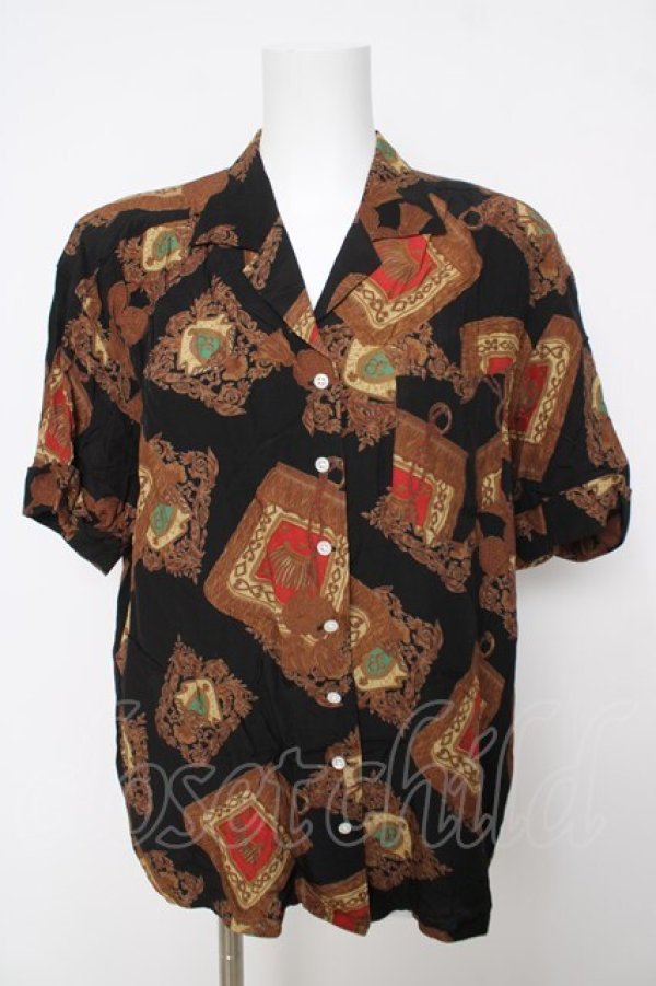 画像1: INGEBORG / タッセル柄シャツ  黒 Y-26-03-18-082-LO-BL-SZ-ZY (1)