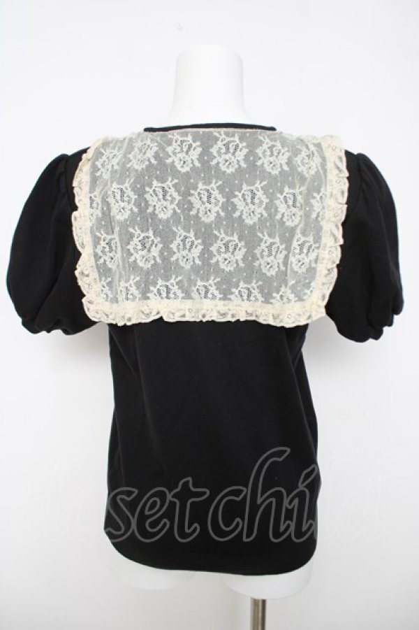 画像2: INGEBORG / レースセーラーカラー半袖ニット  黒 Y-26-03-18-086-LO-TO-SZ-ZY (2)