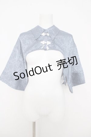 画像: axes femme / チャイナ釦ショートボレロブラウス  サックス Y-26-03-18-010-AX-TO-SZ-ZY