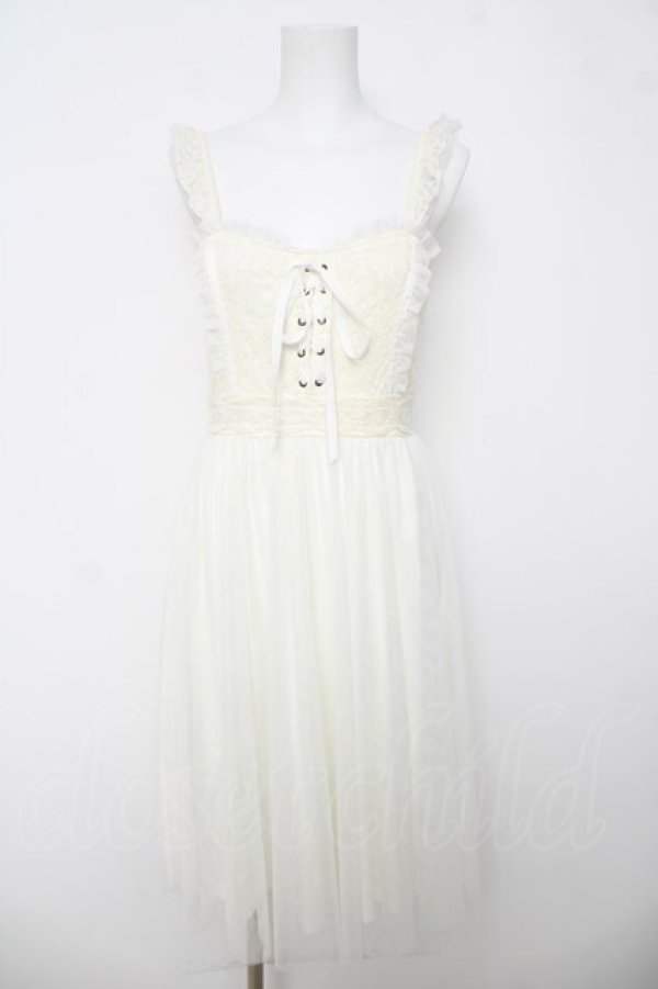 画像1: axes femme POETIQUE / ビスチェデザインチュールワンピース M 生成り Y-26-03-18-092-AX-OP-SZ-ZY (1)