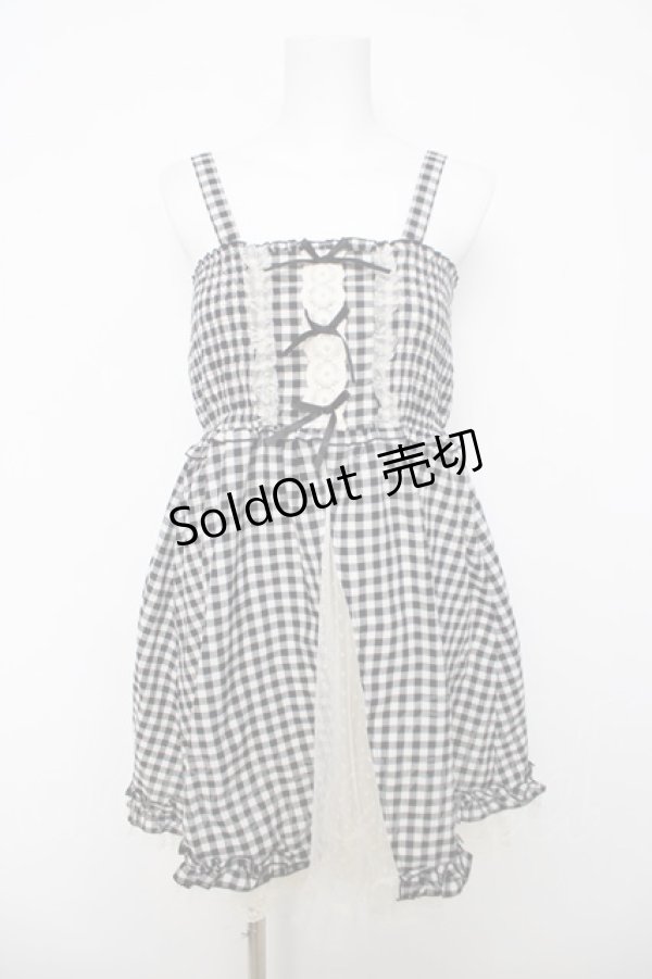 画像1: axes femme / ギンガムシャーリングキャミワンピース M 黒 Y-26-03-18-094-AX-OP-SZ-ZY (1)