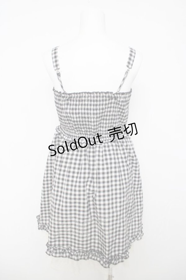 画像2: axes femme / ギンガムシャーリングキャミワンピース M 黒 Y-26-03-18-094-AX-OP-SZ-ZY (2)