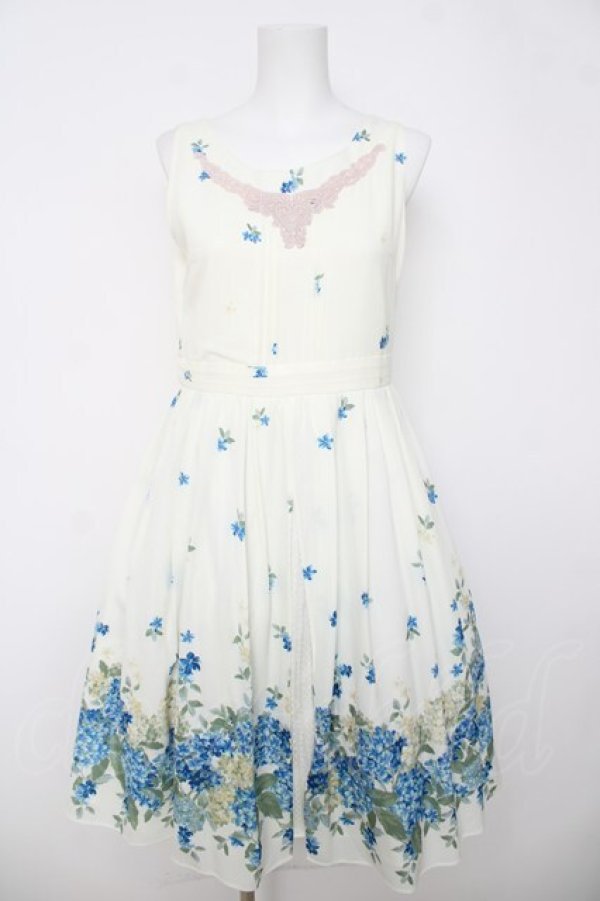 画像1: axes femme / あじさい柄ワンピース M 生成り Y-26-03-18-099-AX-OP-SZ-ZY (1)