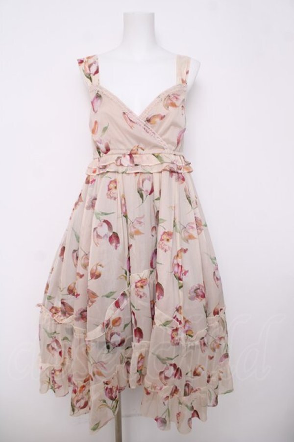 画像1: axes femme / チューリップ柄イレヘムワンピース M 生成り Y-26-03-18-101-AX-OP-SZ-ZY (1)