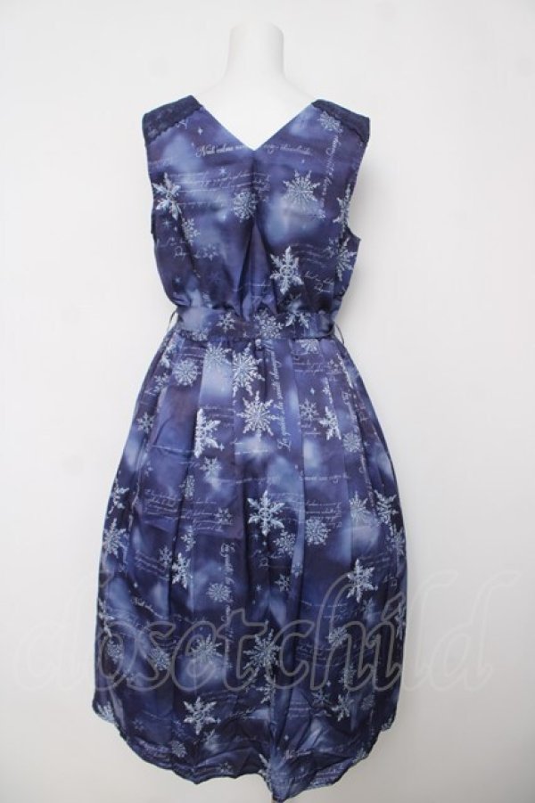 画像2: axes femme / トゥインクルスノー柄ワンピース M 紺 Y-26-03-18-104-AX-OP-SZ-ZY (2)