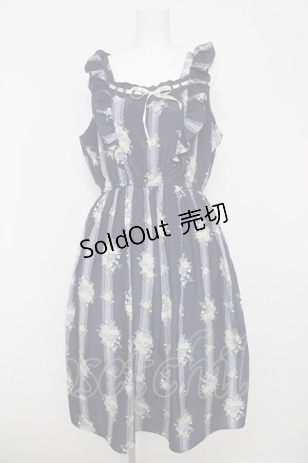 画像1: axes femme / 花柄ワンピース M 紺 Y-26-03-18-105-AX-OP-SZ-ZY (1)