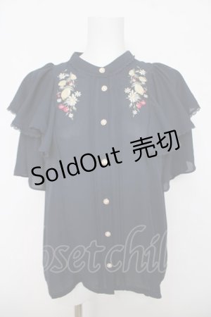 画像: axes femme / ミックスフルーツ刺繍ブラウス F 紺 Y-26-03-18-012-AX-BL-SZ-ZY