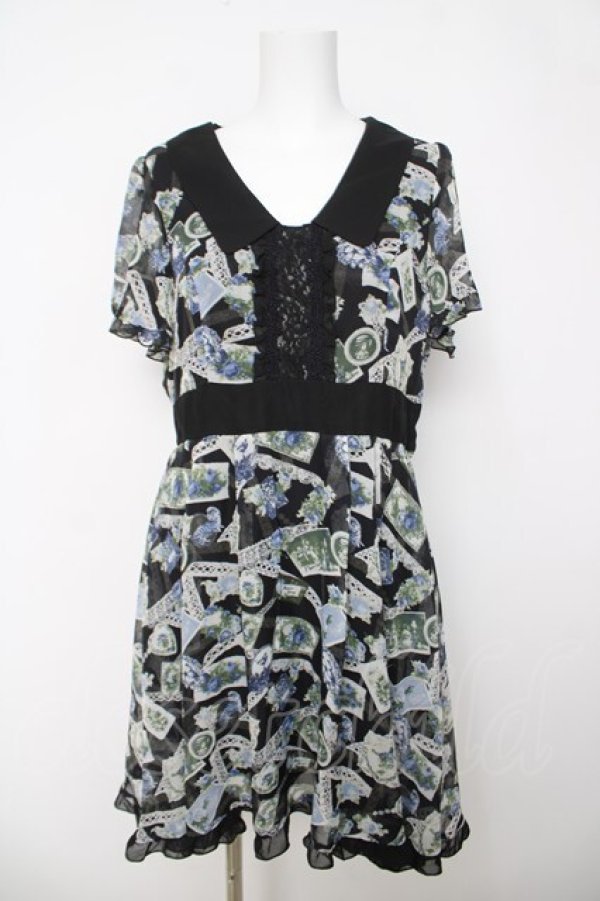 画像1: axes femme / レースコラージュ柄ワンピース  黒 Y-26-03-18-111-AX-OP-SZ-ZY (1)