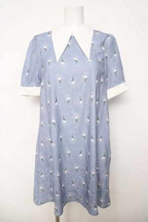 画像: axes femme / ローズセルクイユ柄サックワンピース F ブルー Y-26-03-18-112-AX-OP-SZ-ZY