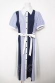 画像1: axes femme / ストライプ切替シャツワンピース F 紺 Y-26-03-18-114-AX-OP-SZ-ZY (1)
