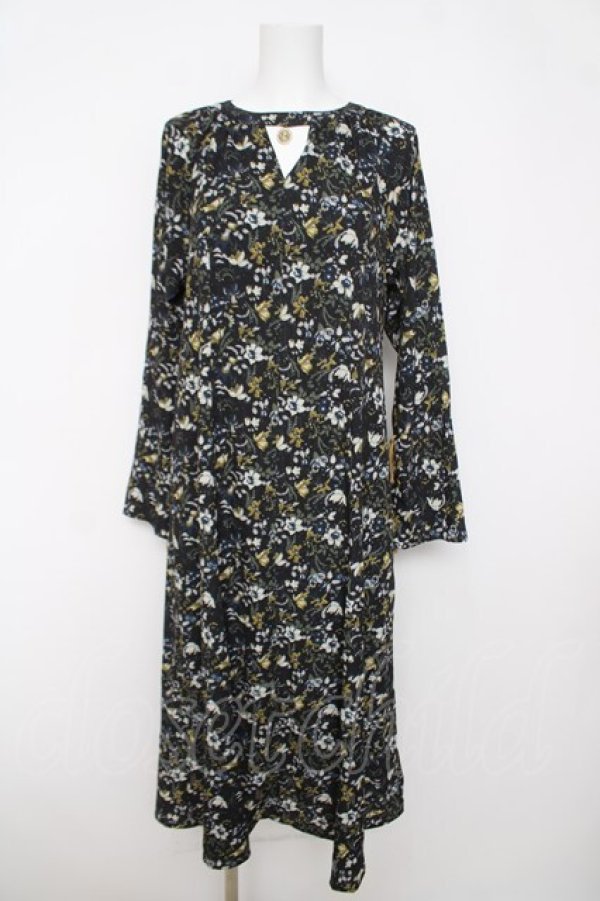 画像1: axes femme / 小花プリントチョーカーワンピース M 黒 Y-26-03-18-116-AX-OP-SZ-ZY (1)