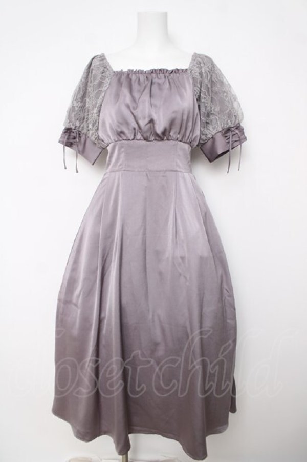 画像1: axes femme / レース袖スクエアネックワンピース F ラベンダー Y-26-03-18-118-AX-OP-SZ-ZY (1)