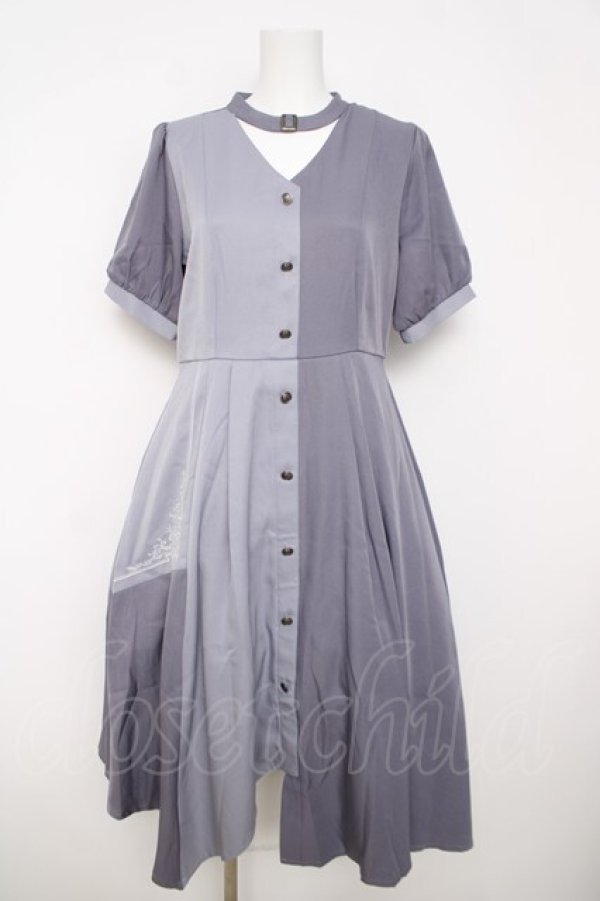 画像1: axes femme / チョーカー風バイカラーワンピース F ラベンダー Y-26-03-18-119-AX-TO-SZ-ZY (1)