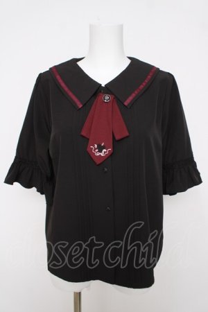 画像: axes femme / タイ付ブラウス  黒 Y-26-03-18-013-AX-BL-SZ-ZY