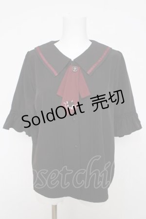 画像: axes femme / タイ付ブラウス  黒 Y-26-03-18-013-AX-BL-SZ-ZY