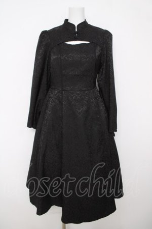 画像: axes femme POETIQUE / チャイナスリット袖ロングワンピース  黒 Y-26-03-18-127-AX-OP-SZ-ZY