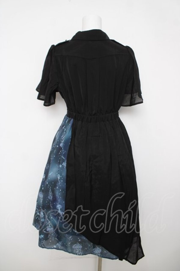 画像2: axes femme POETIQUE / ダークマリンバイカラーワンピース M 黒 Y-26-03-18-128-AX-OP-SZ-ZY (2)