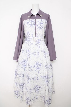 画像: axes femme POETIQUE / グラデブーケ柄フレアソデワンピース  ラベンダー Y-26-03-18-129-AX-OP-SZ-ZY