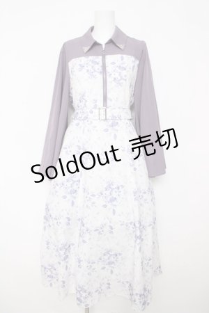 画像: axes femme POETIQUE / グラデブーケ柄フレアソデワンピース  ラベンダー Y-26-03-18-129-AX-OP-SZ-ZY