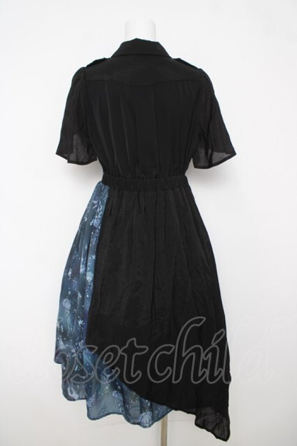 画像2: axes femme POETIQUE / ダークマリンバイカラーワンピース  黒 Y-26-03-18-130-AX-OP-SZ-ZY (2)