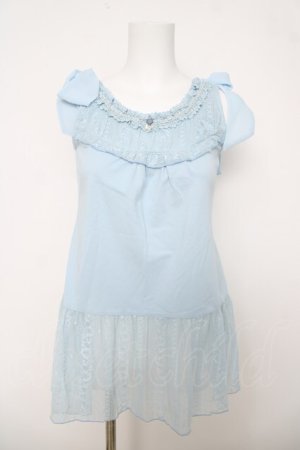 画像: axes femme / 肩リボンロングインナー  サックス Y-26-03-18-002-AX-TO-SZ-ZY