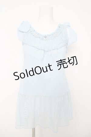 画像: axes femme / 肩リボンロングインナー  サックス Y-26-03-18-002-AX-TO-SZ-ZY