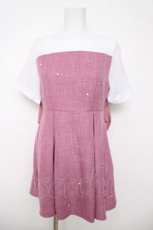 画像: Fickle Bebe / サマーツイードビジューワンピース  ピンク Y-26-03-18-135-0-OP-SZ-ZY