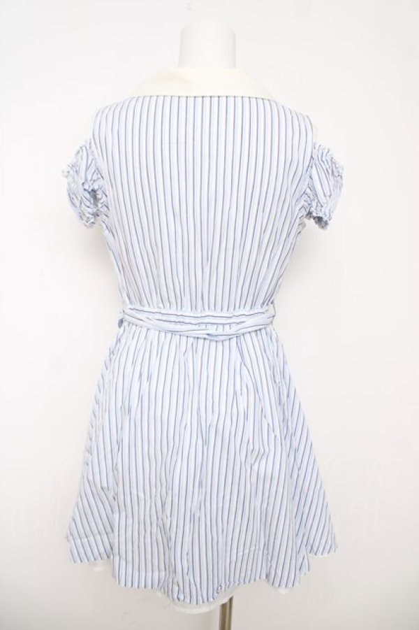 画像2: Secret Honey / 襟刺繍ストライプワンピース  サックス Y-26-03-18-136-CA-OP-SZ-ZY (2)