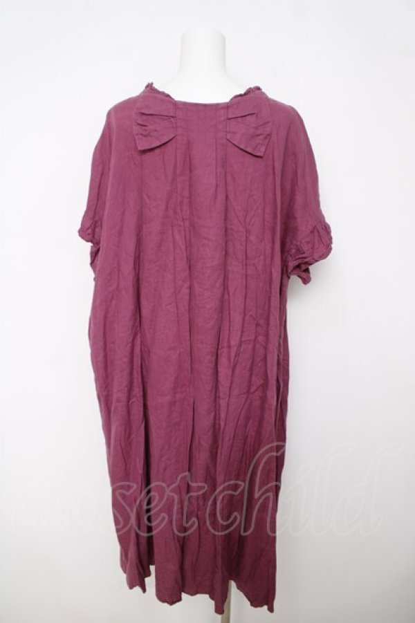 画像2: franche lippee black / 後ろリボン麻ワンピース M 紫 Y-26-03-18-139-LO-OP-SZ-ZY (2)