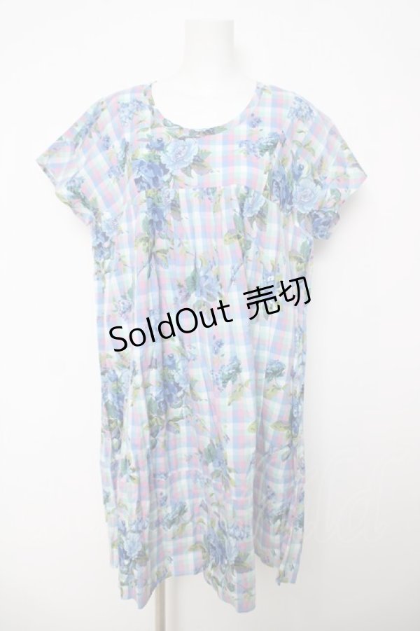 画像1: Jane Marple Dans Le Salon / ローズマドラス タブリエワンピース M ブルー Y-26-03-18-146-JM-OP-SZ-ZY (1)