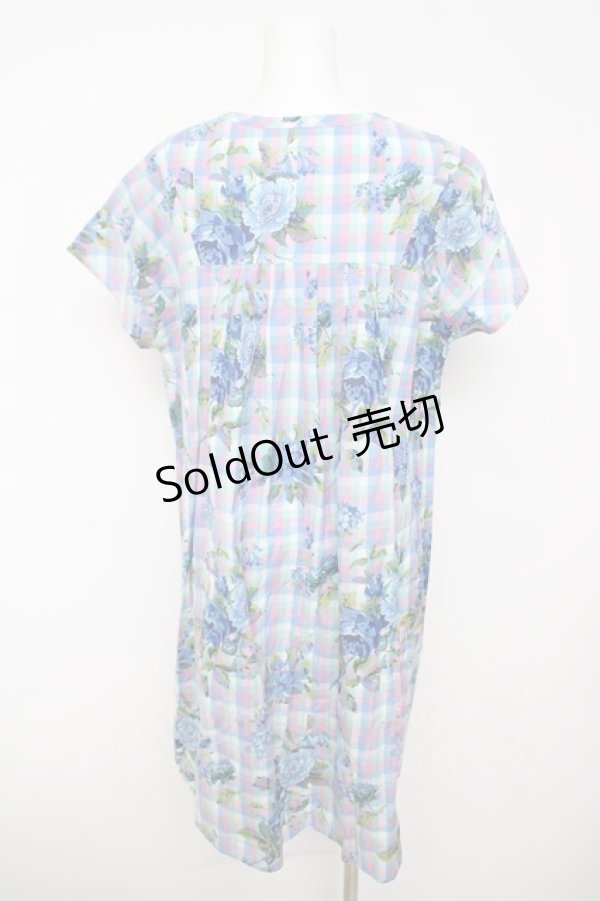 画像2: Jane Marple Dans Le Salon / ローズマドラス タブリエワンピース M ブルー Y-26-03-18-146-JM-OP-SZ-ZY (2)