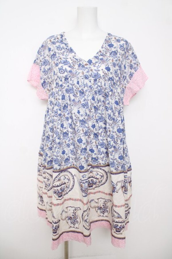 画像1: Jane Marple Dans Le Salon / マイセンコレクションのグラニーワンピース M ネイビー Y-26-03-18-148-JM-OP-SZ-ZY (1)