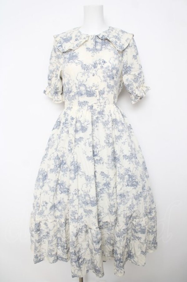 画像1: m petit by misako / トワルドジュイワンピース S 淡青 Y-26-03-18-150-LO-OP-SZ-ZY (1)