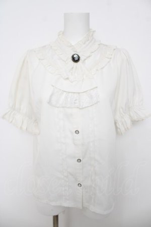 画像: axes femme / ローズカメオ×ジャボブラウス  白 Y-26-03-18-017-AX-BL-SZ-ZY