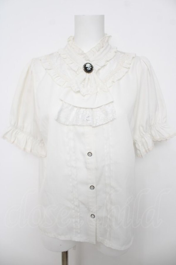 画像1: axes femme / ローズカメオ×ジャボブラウス  白 Y-26-03-18-017-AX-BL-SZ-ZY (1)