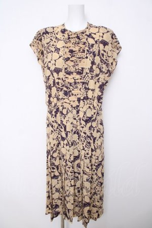 画像: INGEBORG / 総花柄プリーツワンピース F 紫×ベージュ Y-26-03-18-155-LO-OP-SZ-ZY