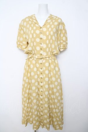 画像: INGEBORG / セーラー襟水玉柄ワンピース  イエロー Y-26-03-18-157-LO-OP-SZ-ZY