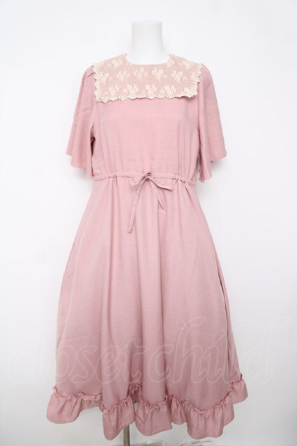 画像1: m petit by misako / レースセーラー襟ワンピース S 中桃 Y-26-03-18-163-LO-OP-SZ-ZY (1)