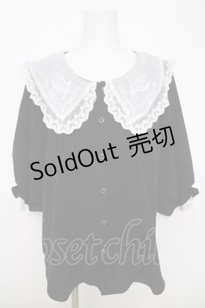 画像: axes femme POETIQUE / 襟刺繍ボリューム袖ブラウス M 黒 Y-26-03-18-018-AX-BL-SZ-ZS