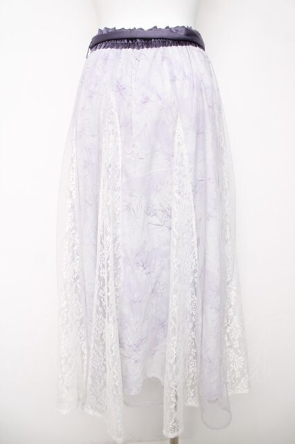 画像2: axes femme / 線画花柄レイヤードスカート  ラベンダー Y-26-03-18-169-AX-SK-SZ-ZY (2)