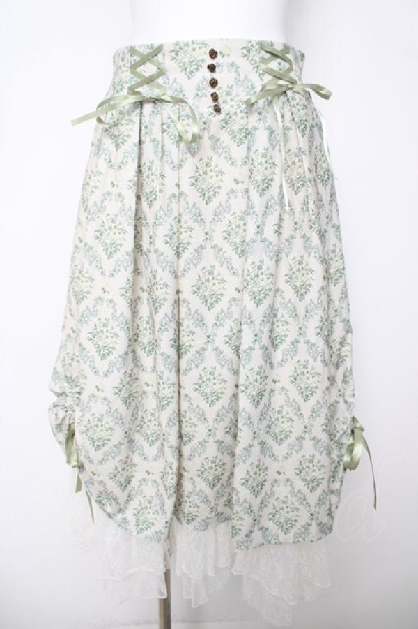 画像1: axes femme / ブロッサム柄ドロストスカート F グリーン Y-26-03-18-171-AX-SK-SZ-ZY (1)