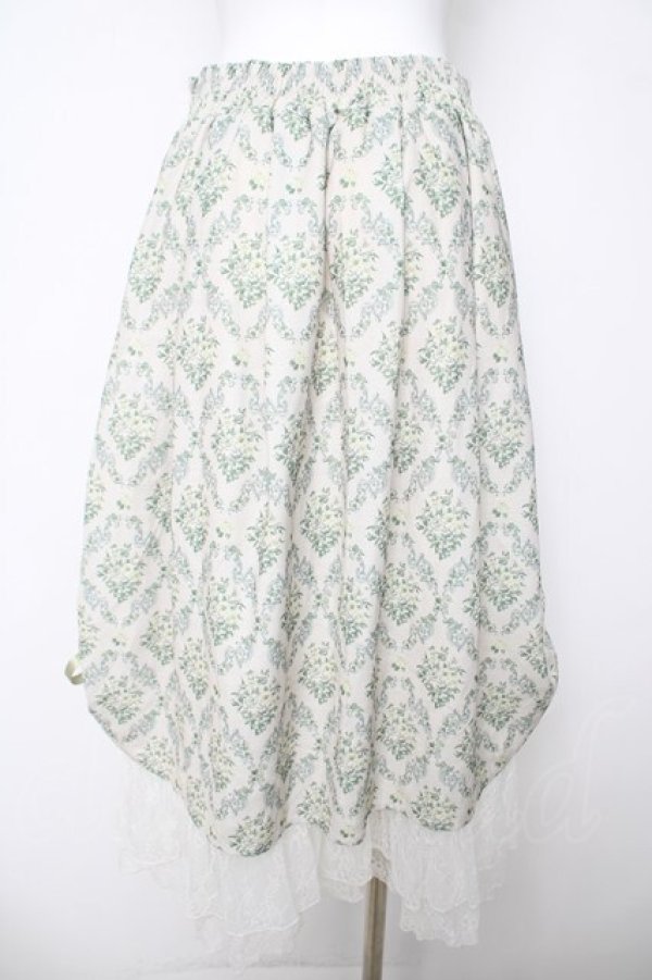 画像2: axes femme / ブロッサム柄ドロストスカート F グリーン Y-26-03-18-171-AX-SK-SZ-ZY (2)