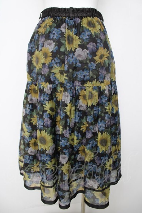 画像2: axes femme / ひまわり柄シアースカート M 黒 Y-26-03-18-175-AX-SK-SZ-ZY (2)