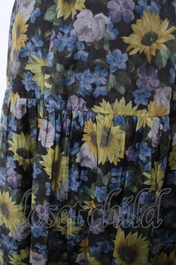 画像3: axes femme / ひまわり柄シアースカート M 黒 Y-26-03-18-175-AX-SK-SZ-ZY (3)