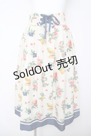 画像: axes femme / ミックスフルーツ柄スカート M 生成り Y-26-03-18-176-AX-SK-SZ-ZY