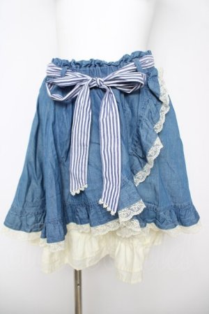 画像: axes femme / デニム調フリル重ねスカート M ブルー Y-26-03-18-177-AX-SK-SZ-ZY