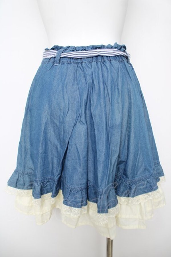 画像2: axes femme / デニム調フリル重ねスカート M ブルー Y-26-03-18-177-AX-SK-SZ-ZY (2)