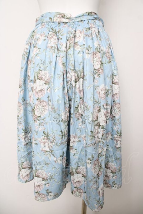 画像2: axes femme / ローズ柄フレアミディスカート F サックス Y-26-03-18-178-AX-SK-SZ-ZY (2)