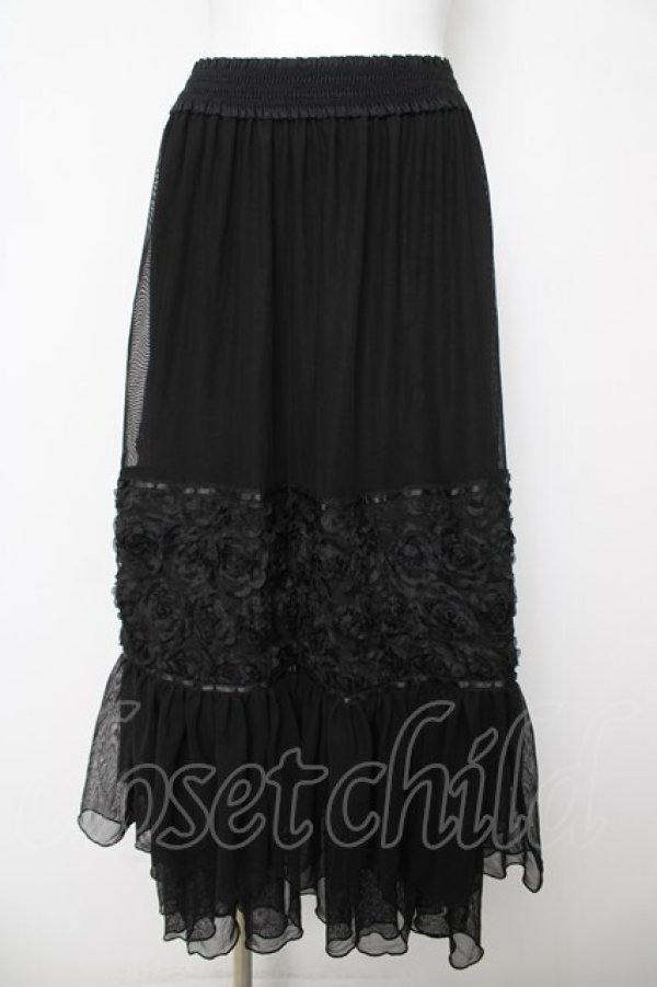画像1: axes femme / シフォンローズチュールスカート F 黒 Y-26-03-18-179-AX-SK-SZ-ZY (1)